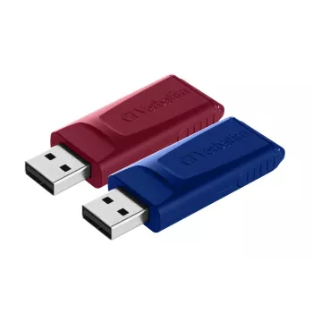 Verbatim Slider - drive USB - 2x32 GB - blu/rosso, 32 GB, USB Type-A, 2.0, Slide, 8 g, blu, rosso