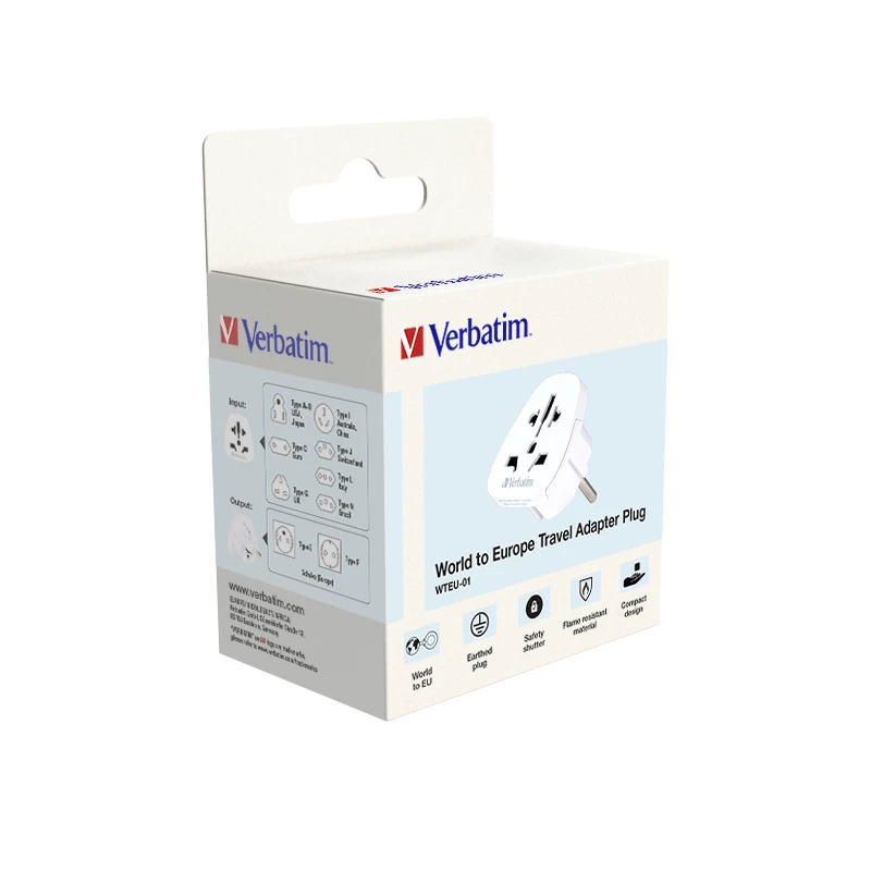 Verbatim 49541 adattatore spina universale tipo E/F ibrido bianco