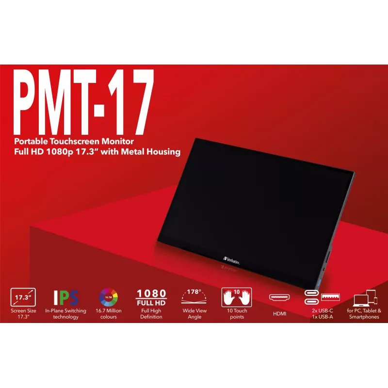 Verbatim 49593 monitor per computer 43,9 cm (17,3