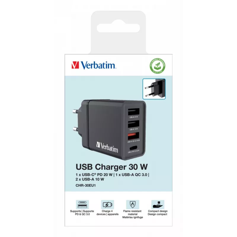 Verbatim 49700 caricabatterie mobile universale nero AC ricarica rapida per interni