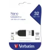 Verbatim Nano - chiavetta USB 2.0 con adattatore Micro USB 32 GB - nero