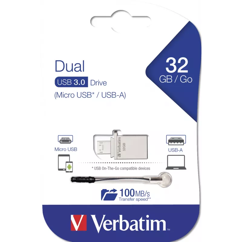 Verbatim Store 'n' Go OTG chiavetta Micro USB 32 GB USB Type-A / Micro-USB 3.2 Gen 1 (3.1 Gen 1) argento