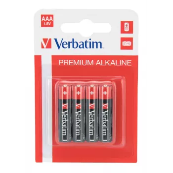 Verbatim AAA 4 confezione blister batterie alcaline, batteria usa e getta, AAA, alcalina, 1,5 V, 4 pezzi, multicolore
