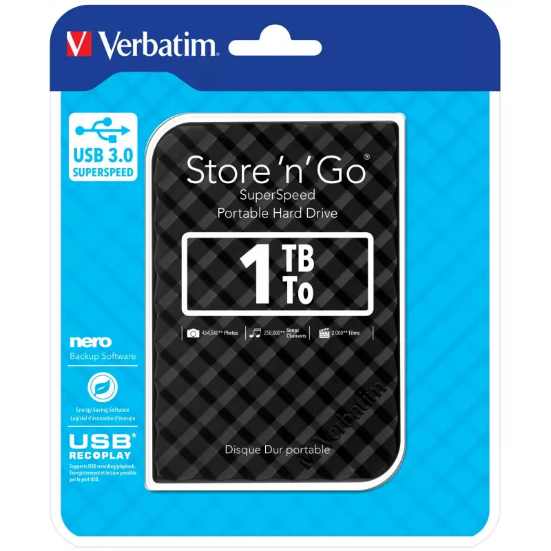 Verbatim Store 'n' Go disco rigido USB 3.0 1 TB nero