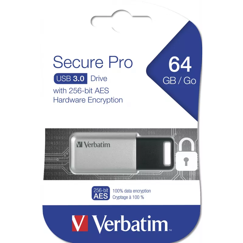 Verbatim Secure Pro - Chiavetta USB 3.0 64 GB - argento