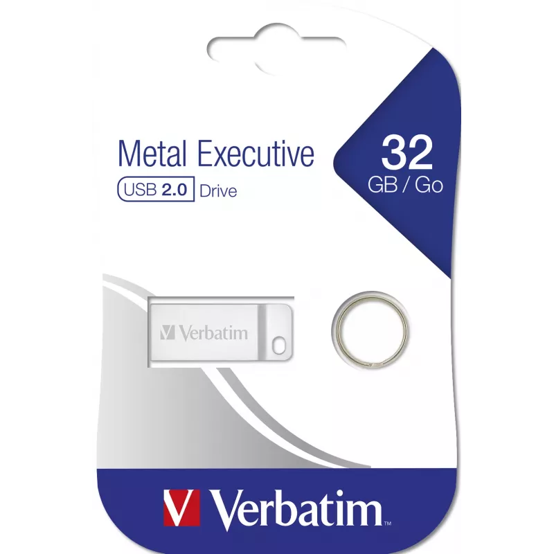 Verbatim Metal Executive - Chiavetta USB 32 GB - argento, 32 GB, USB Type-A, 2.0, senza cappuccio, 3.6 g, argento