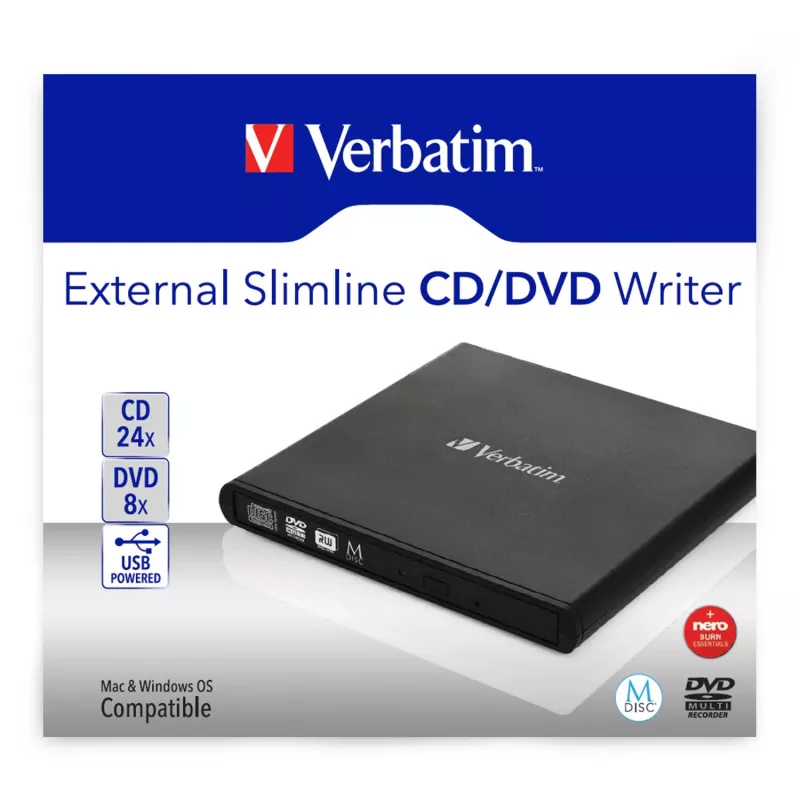 Verbatim Slimline unità ottica CD/DVD DVD-RW nero