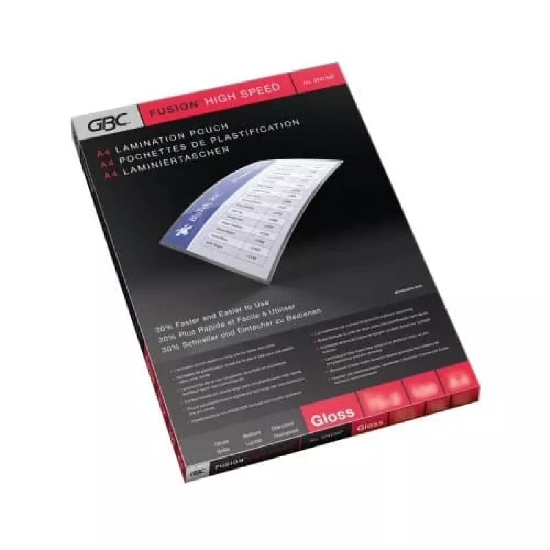 Pellicola plastificatrice GBC A4 High Speed 100 micron, lucida, trasparente, A4, 0,2 mm, 216 mm, 303 mm