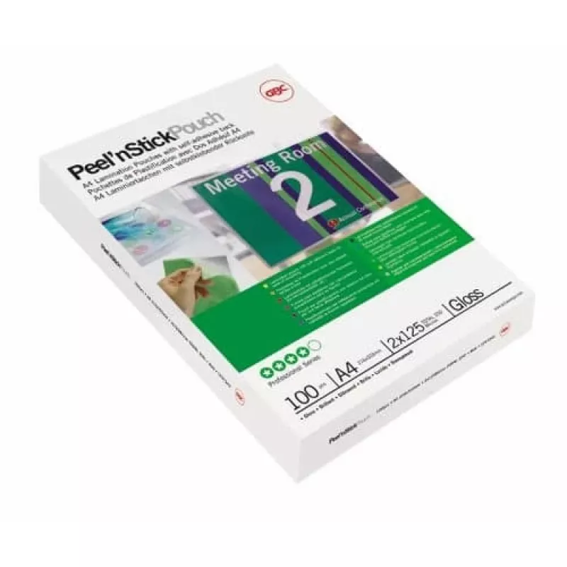 Pellicola plastificatrice GBC A3 autoadesiva 75 micron, lucida, trasparente, A3, 0,075 mm, 303 mm, 426 mm
