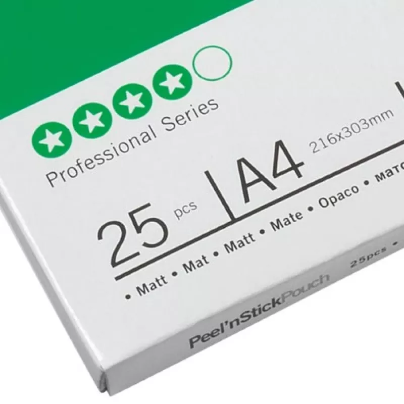 Pellicola plastificatrice GBC A4 autoadesiva opaca 75 micron, lucida, A4, 0,15 mm, 25 pz.