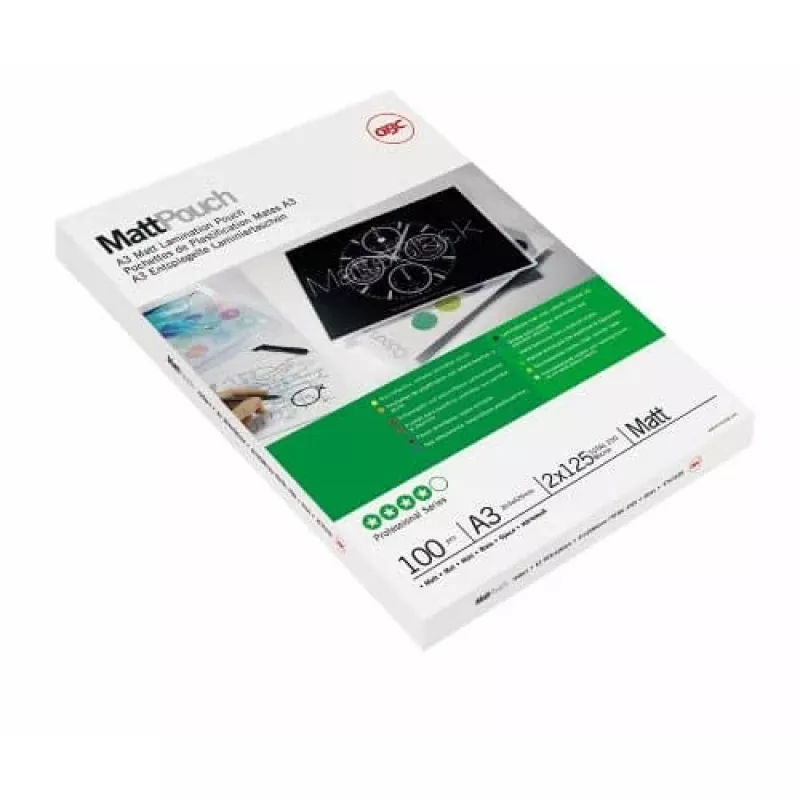 Pellicola plastificatrice GBC A3 opaca 125 micron, opaca, bianca, A3, 0,25 mm, 303 mm, 426 mm