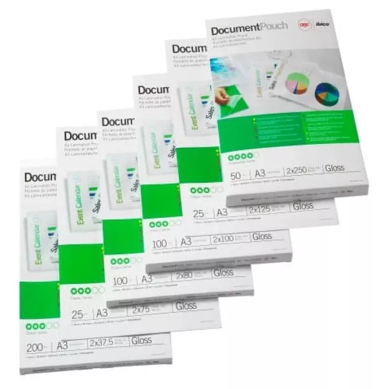 Pellicola plastificatrice GBC A3 autoadesiva, 125 micron, lucida, trasparente, A3, 0,25 mm, 303 mm, 426 mm