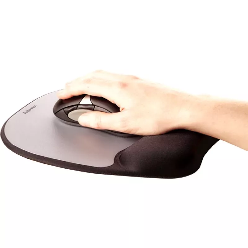 Fellowes Mouse Mat Wrist Support - tappetino mouse in memory foam con cuscinetto in schiuma morbida - tappetino mouse ergonomico per computer, laptop, uso in home office - compatibile con mouse laser e ottici - argento