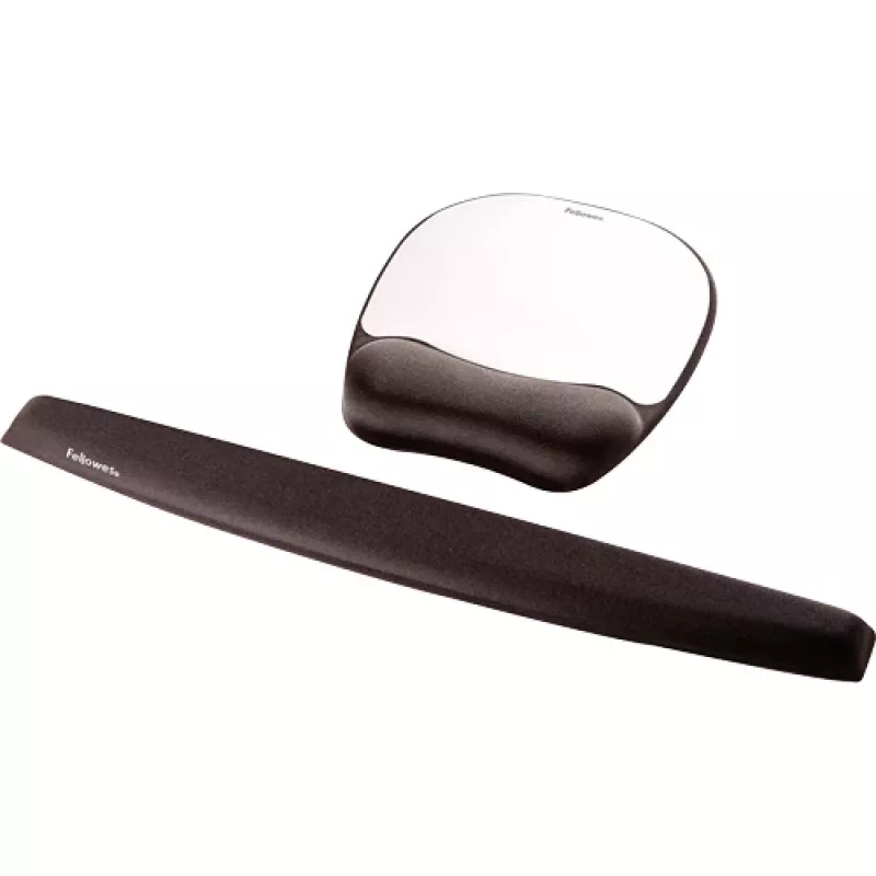 Fellowes Mouse Mat Wrist Support - tappetino mouse in memory foam con cuscinetto in schiuma morbida - tappetino mouse ergonomico per computer, laptop, uso in home office - compatibile con mouse laser e ottici - argento