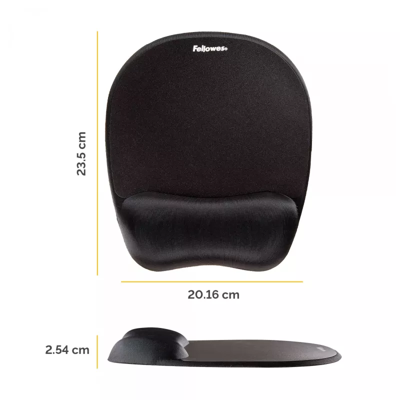 Fellowes Mouse Mat poggiapolsi memory foam tappetino mouse ergonomico nero