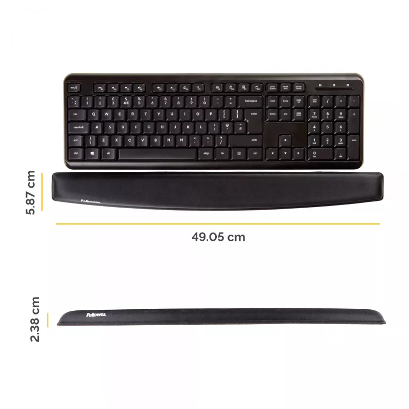Fellowes poggiapolsi per tastiera – poggiapolsi in memory foam – supporto ergonomico per polsi per computer, laptop, home office – nero