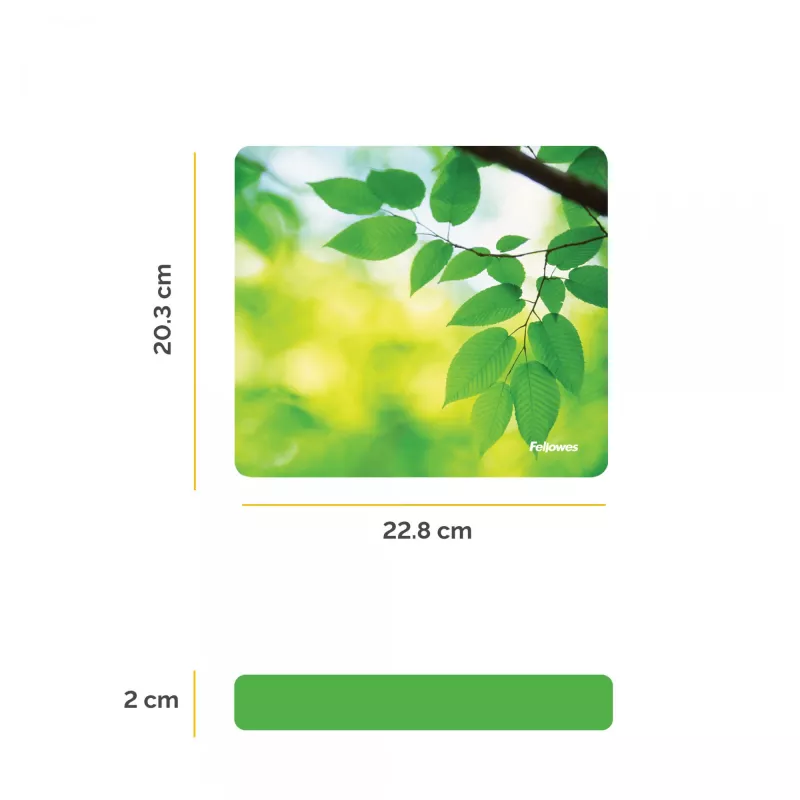 Fellowes Earth Series tappetino mouse Leaves, verde, immagine, plastica, gomma, base antiscivolo