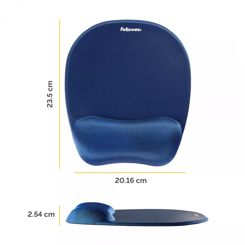 Fellowes tappetino mouse/poggiapolsi in memory foam zaffiro