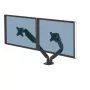 Fellowes Platinum Series braccio doppio per monitor – Supporto per monitor per due schermi da 40 pollici da 8 kg – Supporto da tavolo regolabile per doppio monitor – Inclinazione 45°, rotazione 180°, rotazione 360°, VESA 75 x 75/100 x 100 – Nero