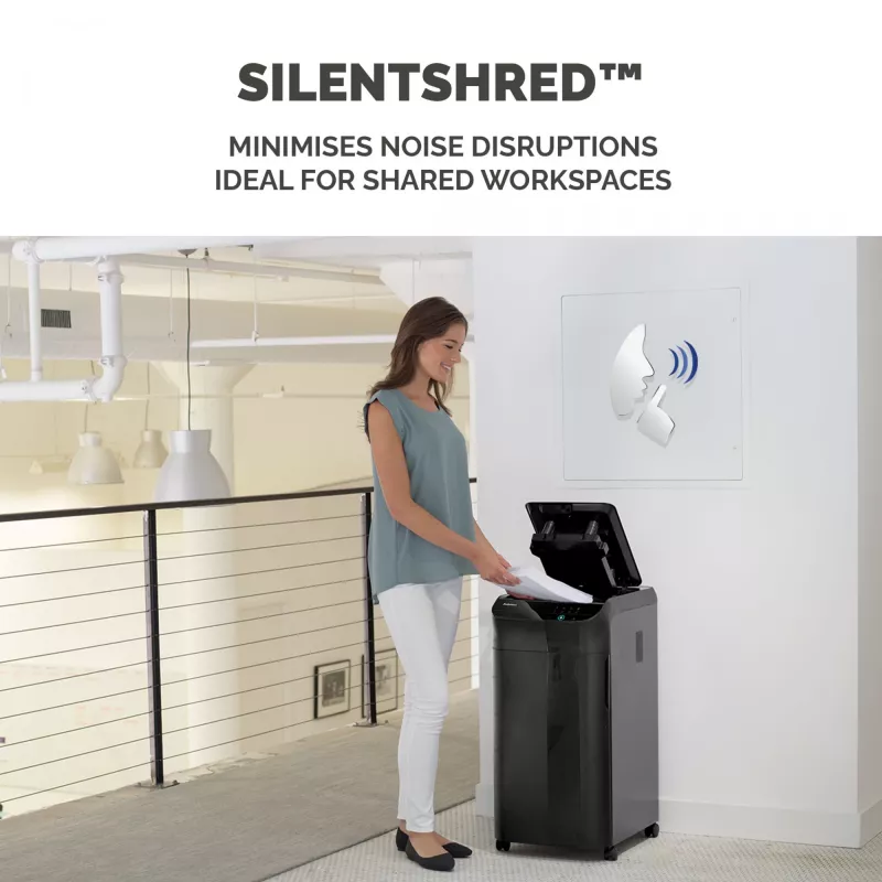 Fellowes Distruggidocumenti 350 fogli alimentazione automatica taglio a particelle Distruggidocumenti AutoMax 350C con cestino da 68 litri alta sicurezza P4
