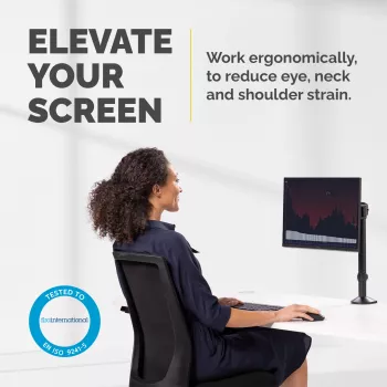 Fellowes Reflex Supporto monitor - Supporto monitor per schermi da 8 kg 32 pollici - Supporto monitor da scrivania regolabile - Inclinazione 45° Rotazione 180° Rotazione 360°, VESA 75 x 75/100 x 100 - nero