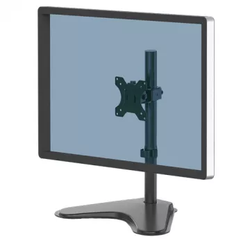 Fellowes Seasa Braccio singolo per monitor - Supporto monitor freestanding per schermi da 8 kg 32 pollici - Braccio monitor regolabile ergonomicamente - Inclinazione 45° Rotazione 120° Rotazione 360°, VESA 75 x 75/100 x 100 - nero