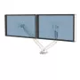 Fellowes Platinum Series Braccio doppio per monitor – Supporto monitor per due schermi da 8 kg 40 pollici – Supporto doppio monitor da scrivania regolabile – Inclinazione 45°, Rotazione 180°, Rotazione 360°, Rotazione 360°, VESA 75 x 75/100 x 100 – bianco