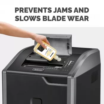 Fellowes Powershred Lubrificante in flacone (355 ml), olio lubrificante, 0,355 l, giallo, 90 mm, 35 mm, 20 mm