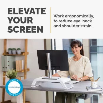 Fellowes Supporto per monitor con 3 regolazioni in altezza - Hana LT rialzo per monitor - supporto monitor ergonomico regolabile per computer - peso massimo 22,6 kg - bianco