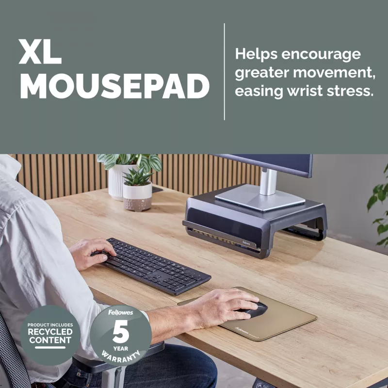 Fellowes Breyta (New) XL Tappetino per mouse Sand, Sand, monocolore, base antiscivolo