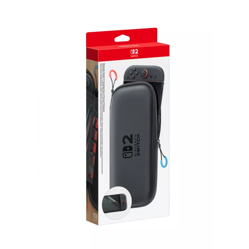Nintendo Switch 2 custodia da trasporto e protezione display, custodia rigida, Nintendo, nero, Nintendo Switch 2, cerniera, 142 mm