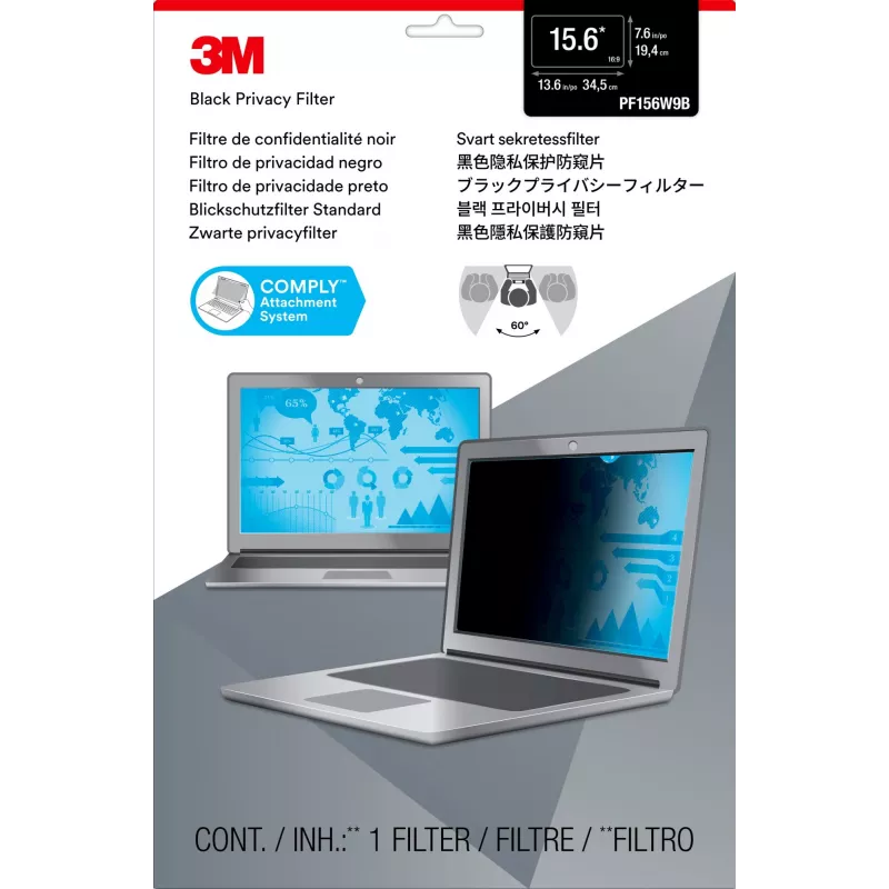 3M filtro privacy per laptop widescreen da 39,6 cm (15,6 pollici), antiriflesso