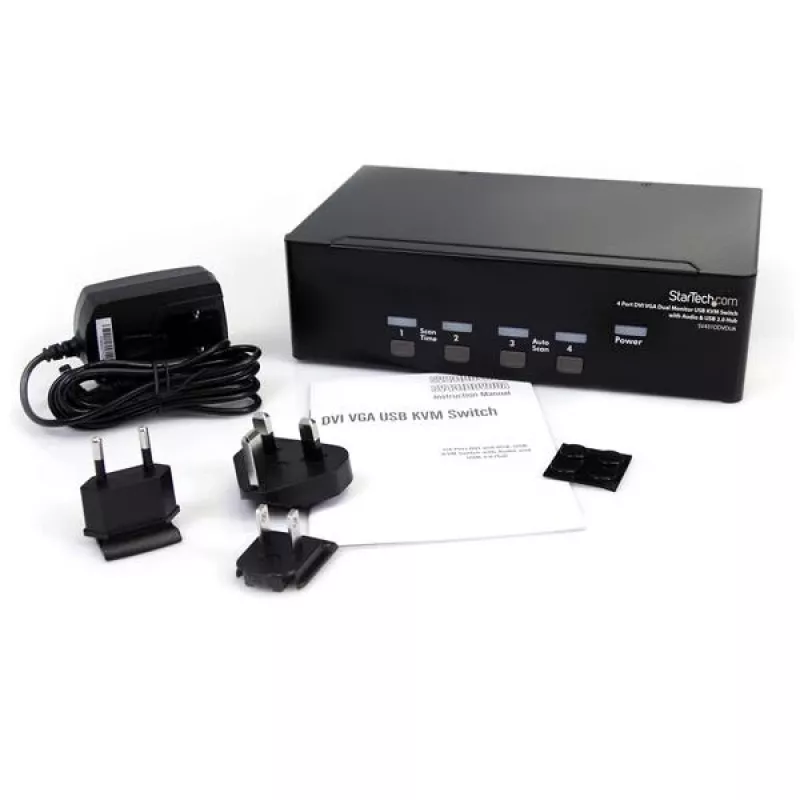 StarTech.com switch KVM DVI VGA dual monitor USB a 4 porte con audio e hub USB 2.0