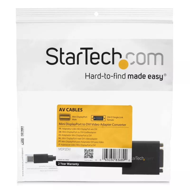 StarTech.com adattatore Mini DisplayPort a DVI - convertitore Mini DP a DVI-D - video 1080p - certificato VESA - da mDP o Thunderbolt 1/2 Mac/PC a monitor DVI - dongle mDP 1.2 a DVI Single-Link