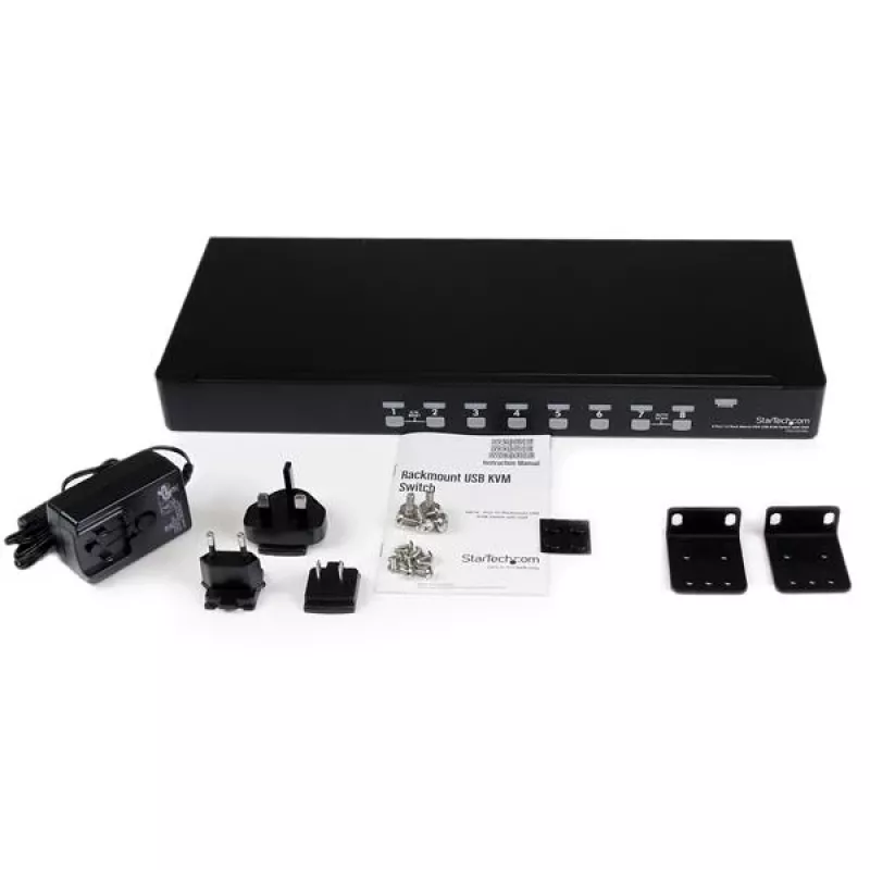 StarTech.com switch KVM USB rackmount 8 porte 1U con OSD, 1920 x 1440 pixel, montaggio a rack, 1U, nero