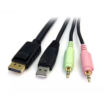 StarTech.com cavo switch KVM USB DisplayPort 4-in-1 da 6ft con audio e microfono