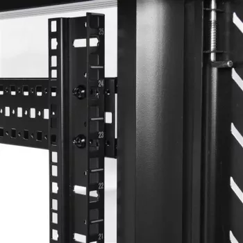 StarTech.com armadio rack server 25U a 4 montanti, armadio rack 19 pollici per dati con chiusura per computer/AV/attrezzature IT, rack per ufficio/rete domestica con ruote e guide di montaggio regolabili