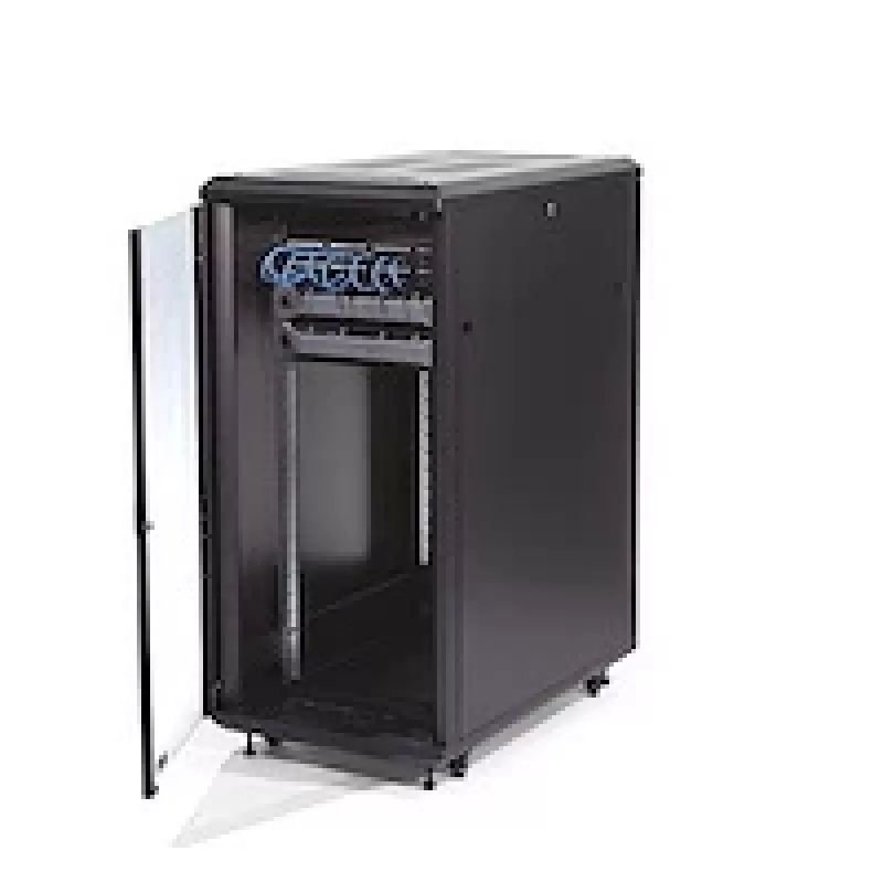 StarTech.com armadio rack server 25U a 4 montanti, armadio rack 19 pollici per dati con chiusura per computer/AV/attrezzature IT, rack per ufficio/rete domestica con ruote e guide di montaggio regolabili