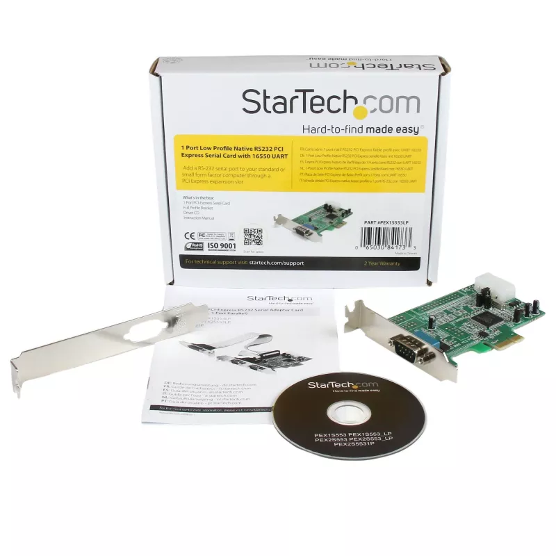 StarTech.com scheda adattatore seriale RS232 PCI Express a 1 porta – controller host seriale PCIe RS232 – PCIe a seriale DB9 – UART 16550 – scheda di espansione low-profile – Windows e Linux