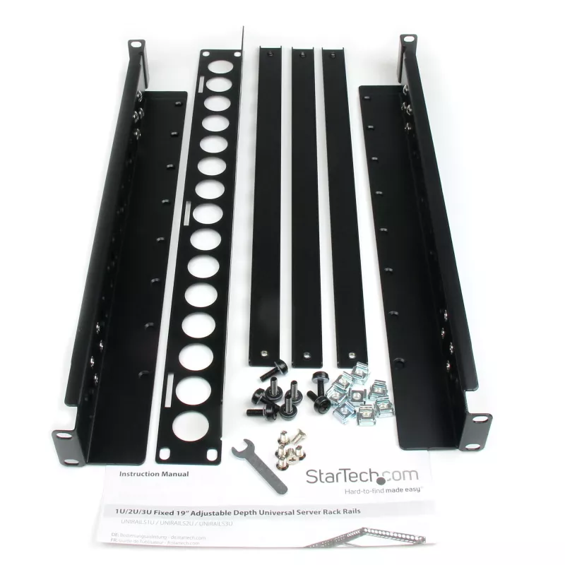 StarTech.com guide universali per rack server 1U, guide di montaggio a profondità regolabile per server, guide di montaggio per rack 19 pollici