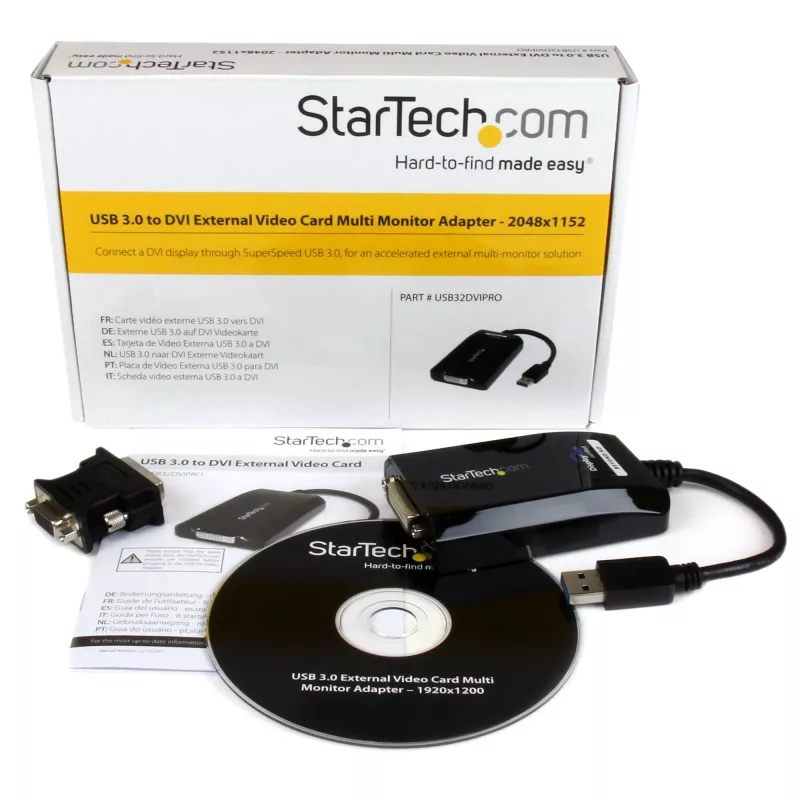 StarTech.com adattatore da USB 3.0 a DVI / VGA – 2048x1152, 3.2 Gen 1 (3.1 Gen 1), USB Type-A, uscita DVI, 2048 x 1152 pixel