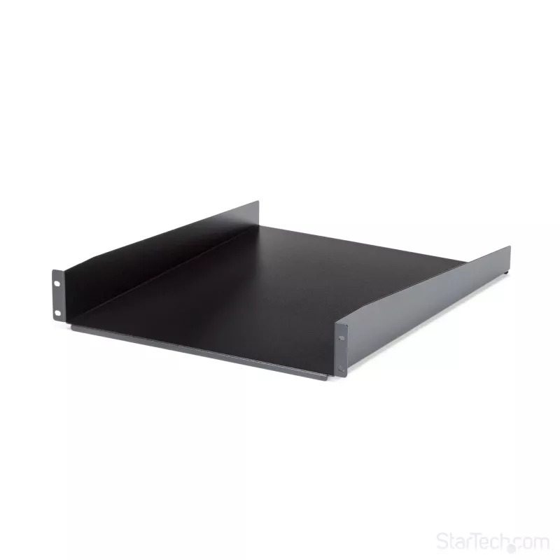StarTech.com ripiano per rack server 2U – ripiano universale a sbalzo per montaggio rack per rack e armadio per apparecchiature di rete da 19 pollici – acciaio ad alta portata – portata 22,6 kg – ripiano profondo 22 pollici, nero
