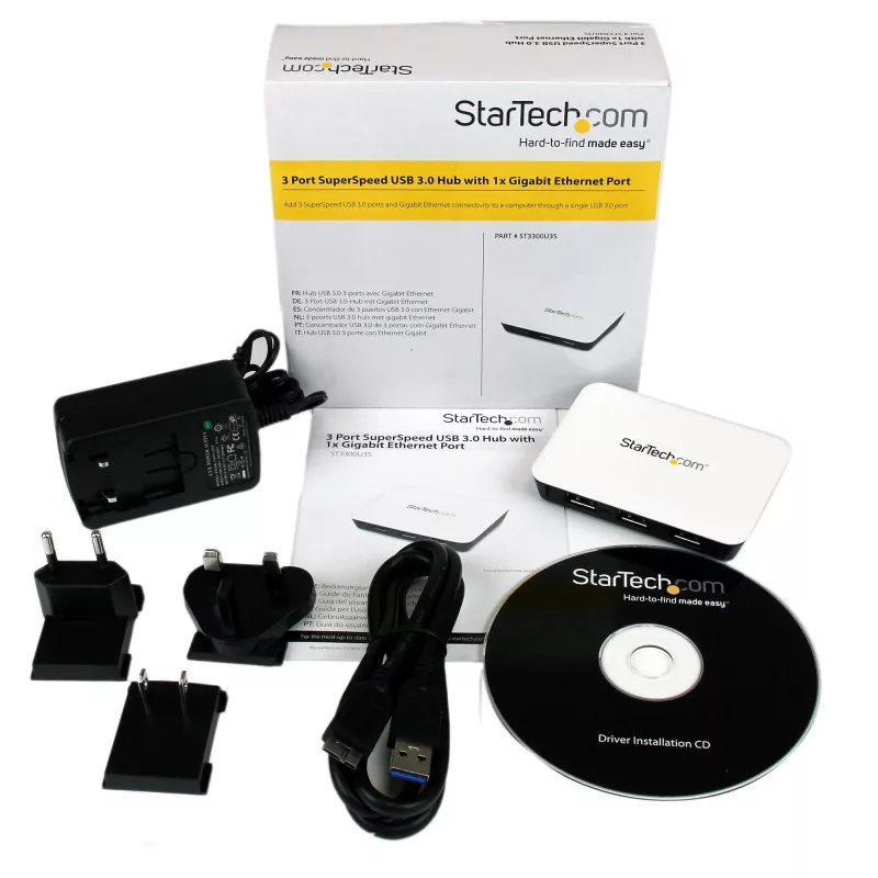 StarTech.com adattatore di rete USB 3.0 a Gigabit Ethernet NIC con hub a 3 porte – bianco