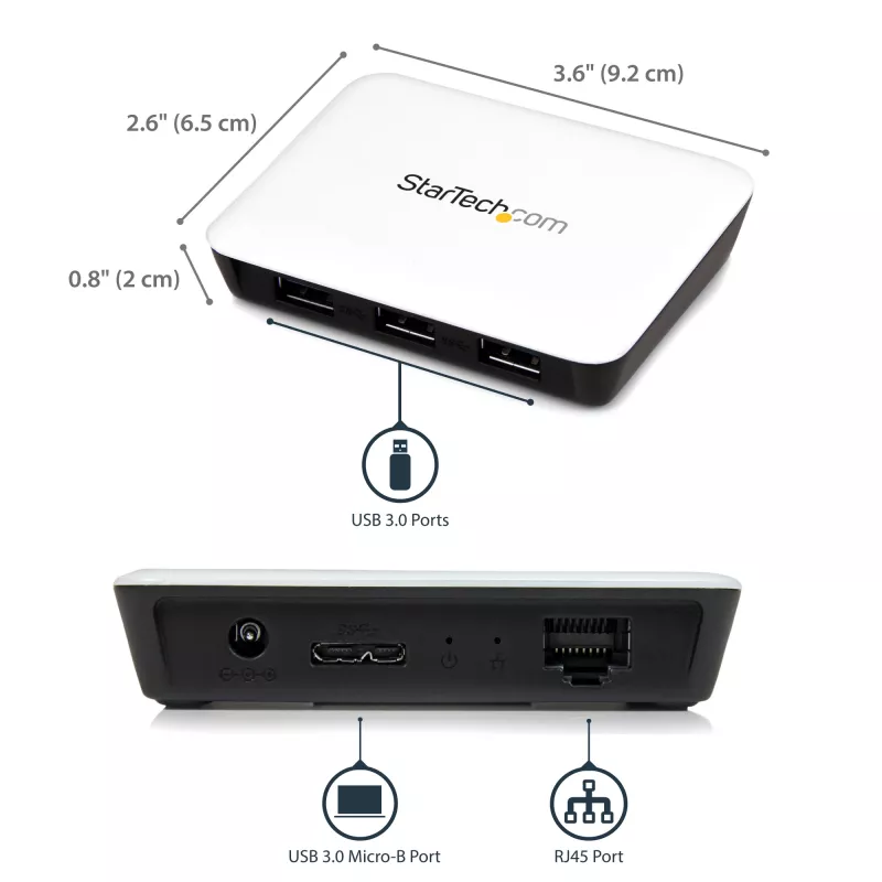 StarTech.com adattatore di rete USB 3.0 a Gigabit Ethernet NIC con hub a 3 porte – bianco