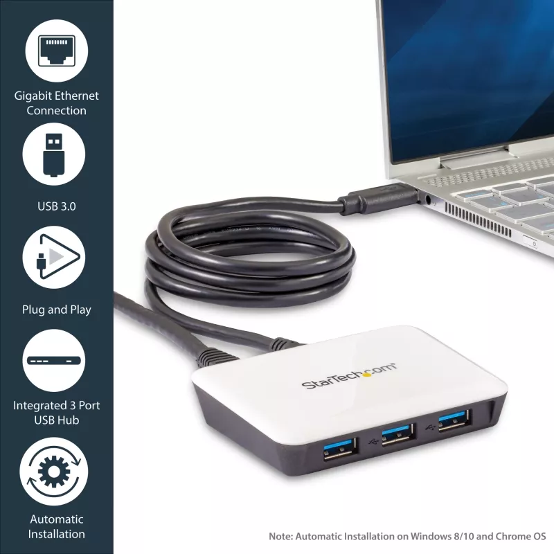 StarTech.com adattatore di rete USB 3.0 a Gigabit Ethernet NIC con hub a 3 porte – bianco