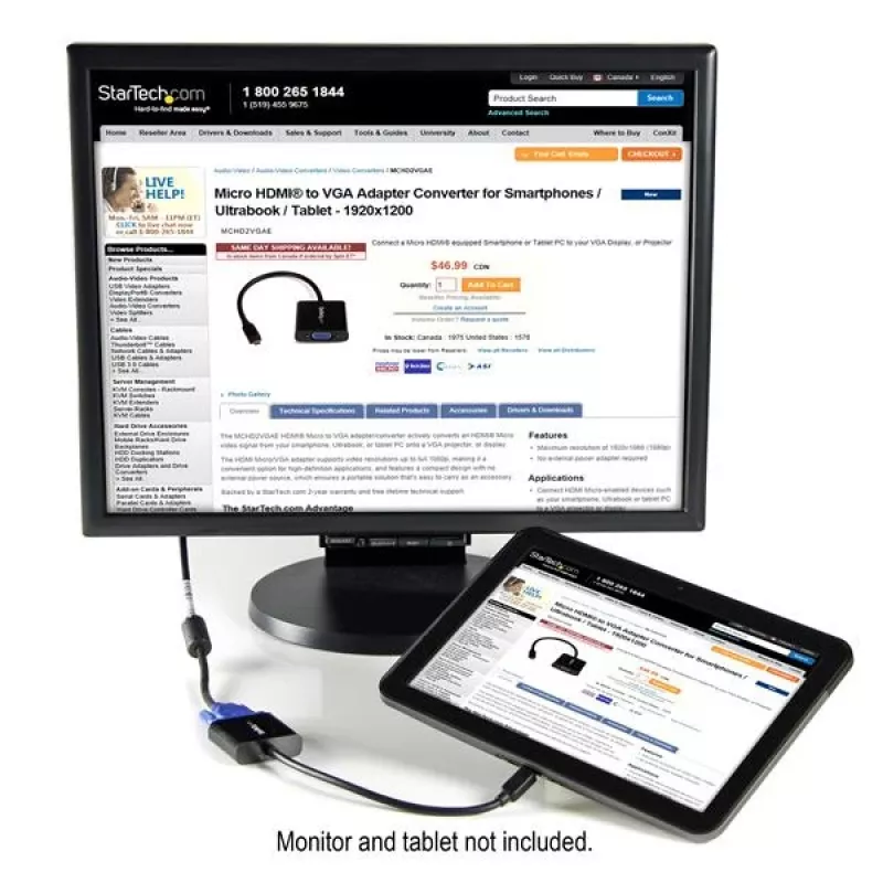 StarTech.com adattatore convertitore Micro HDMI a VGA per smartphone / ultrabook / tablet – 1920x1080