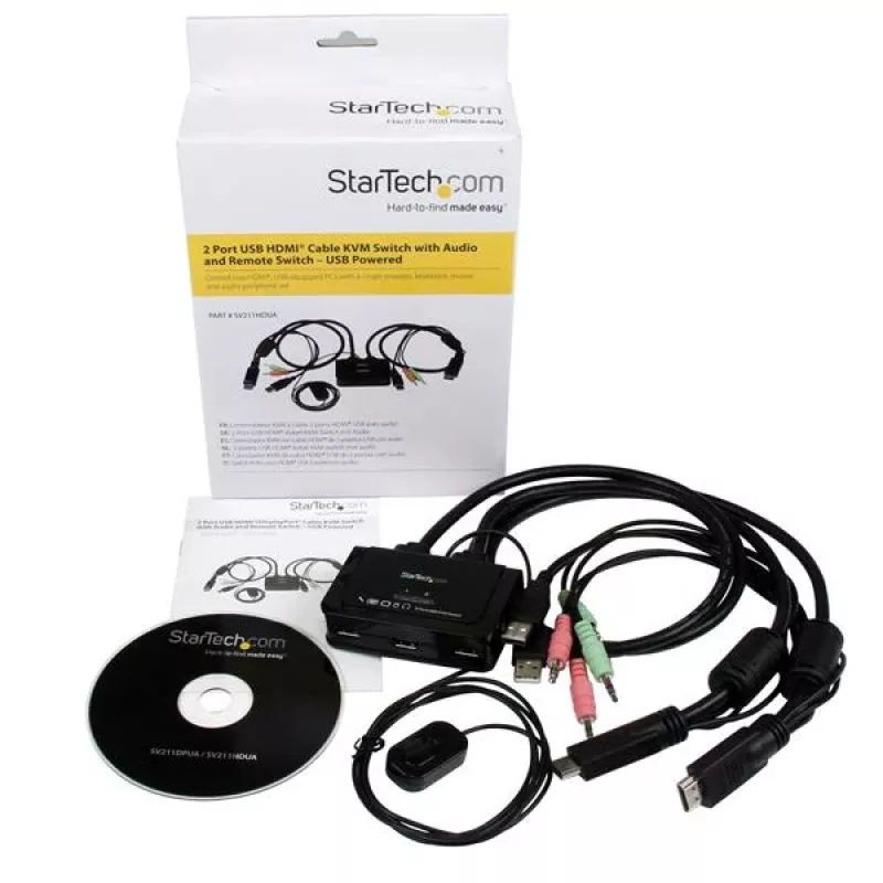StarTech.com switch KVM a cavo USB HDMI a 2 porte con audio e interruttore remoto – alimentato via USB