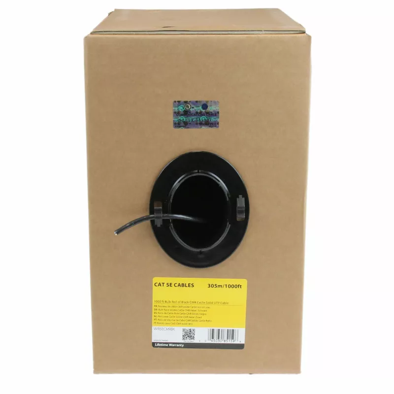 StarTech.com cavo Ethernet Cat 5e in bobina – 304,8 m – massiccio – certificato CMR – nero – conforme TAA