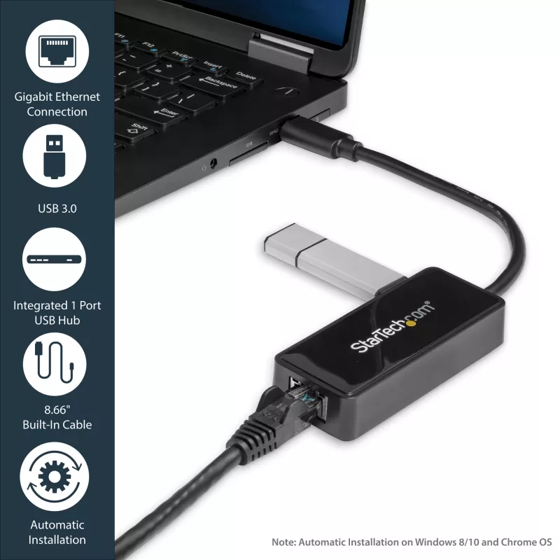 StarTech.com adattatore di rete USB 3.0 a Gigabit Ethernet NIC con porta USB – nero
