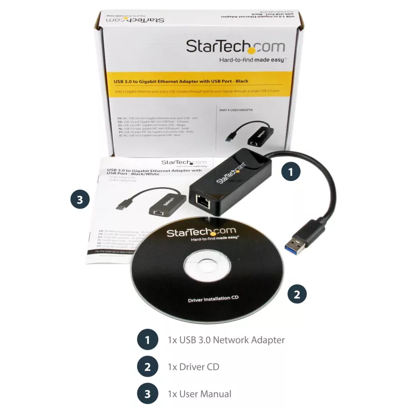 StarTech.com adattatore di rete USB 3.0 a Gigabit Ethernet NIC con porta USB – nero